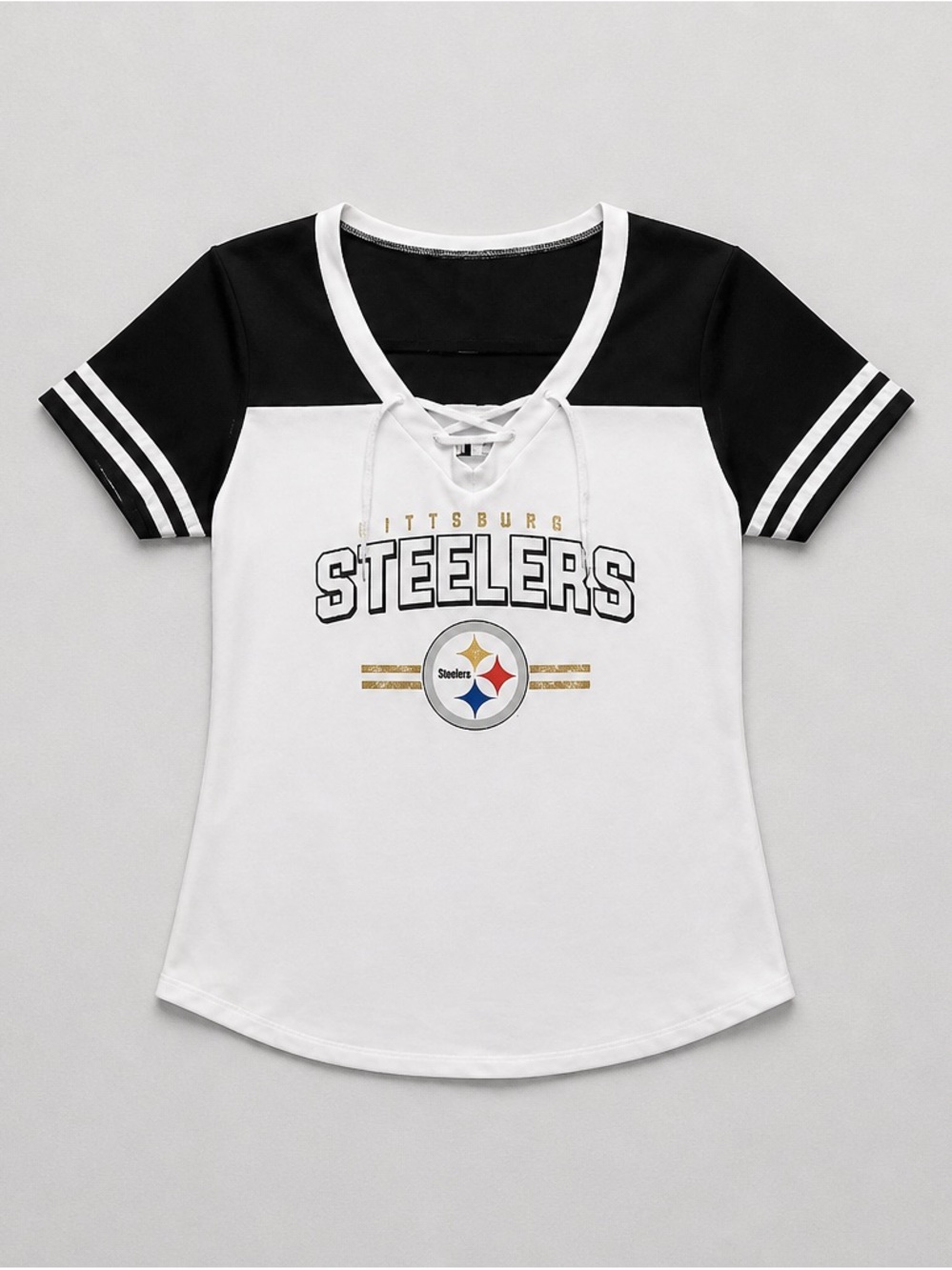 Pittsburgh Steelers NFL Women's Lace-Up V-Neck Shirt ~ Size M